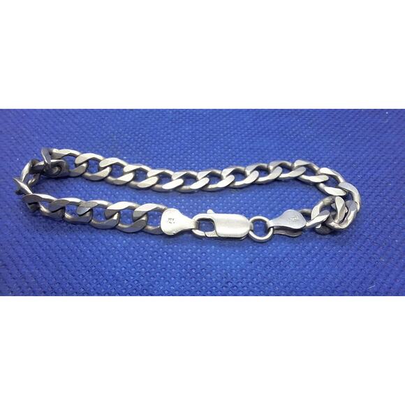 Solid Italian 925 Sterling Silver Curb Chain Bracelet- 7 Inch- Excellent! - Picture 2 of 5